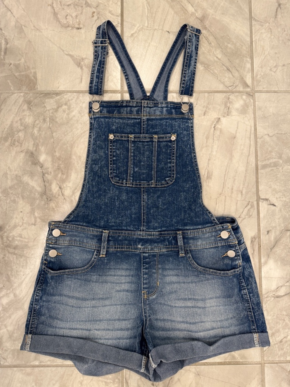 Denim Short Overalls - Blue